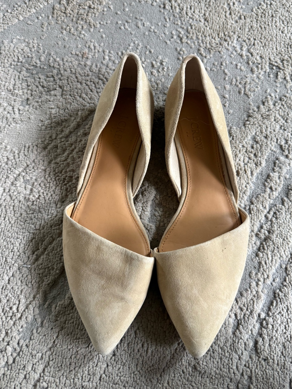 J. Crew Zoe tan Beige Suede D'Orsay Pointed Flats slip on 8